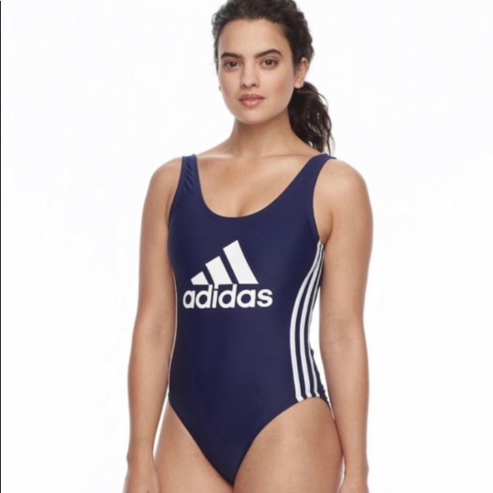 Adidas navy one piece with logo NWT size L